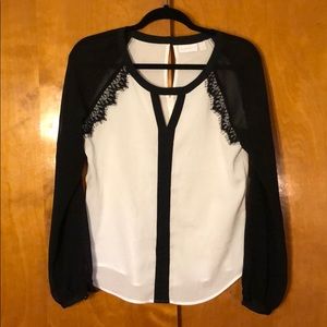 Black and white blouse.